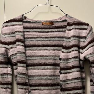 Belldini Striped Cardigan - Pink, Brown, and Gray